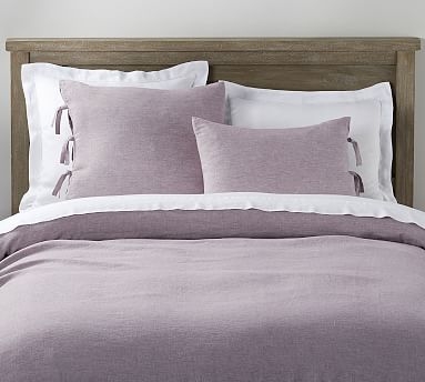 Belgian Flax Linen with Ties Duvet Cover, Twin, Lavender YD - Image 0