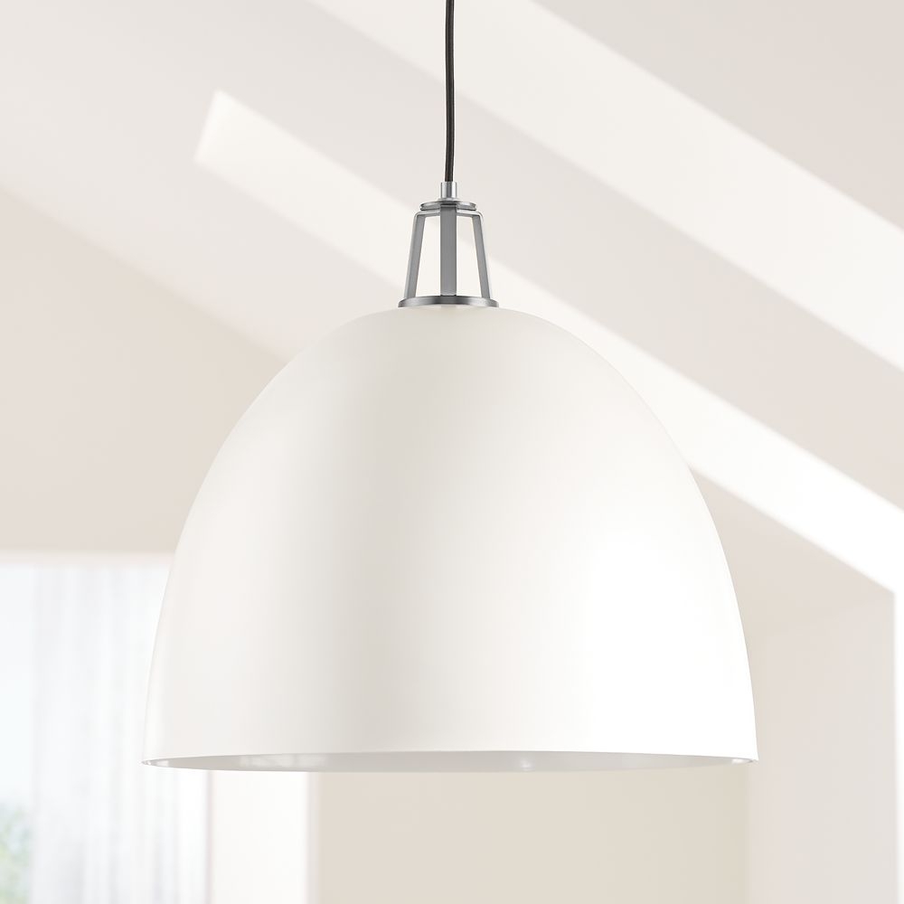 Maddox White Dome Pendant Large with Nickel Socket - Image 0