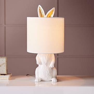 Ceramic Nature Rabbit Table Lamp, White - Image 0
