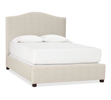 Raleigh Upholstered Curved Full Bed without Nailheads, Sunbrella(R) Performance Sahara Weave Ivory - Image 0