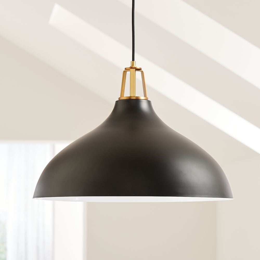 Maddox Black Bell Large Pendant Light with Brass Socket - Image 0