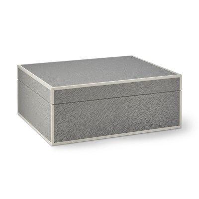 Faux Shagreen Box, Grey, Large - Image 0