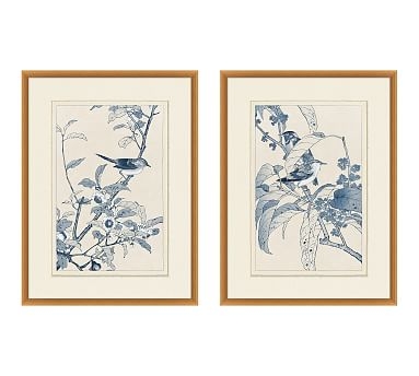 Birds In Blue Framed Paper Print, Set of 2 - Image 0