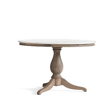 Alexandra Marble Pedestal Dining Table, Gray, Large - Image 0