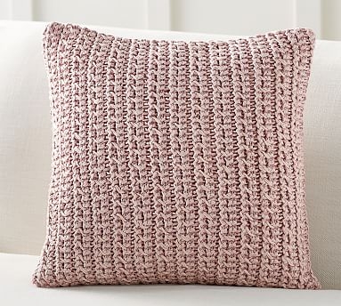 Marea Hand Knit Pillow Cover, 20", Blush - Image 0