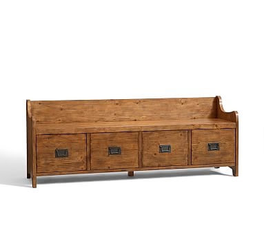 Wade 68" Entryway Bench with Drawers, Weathered Pine - Image 3