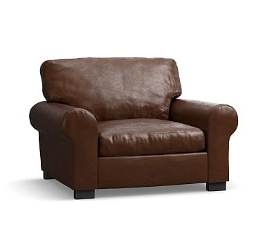 Turner Roll Arm Leather Grand Armchair 48", Down Blend Wrapped Cushions, Legacy Chocolate - Image 2