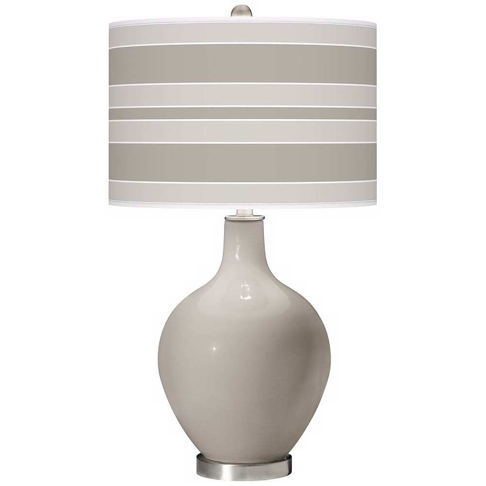 Color Plus Ovo 28 1/2" Bold Stripe Shade Requisite Gray  Table Lamp - Image 0