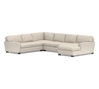 Turner Square Arm Upholstered Left Arm 4-Piece Chaise Sectional with Nailheads, Down Blend Wrapped Cushions, Performance Brushed Basketweave Oatmeal - Image 0