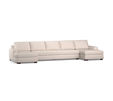 Big Sur Square Arm Upholstered U-Chaise Loveseat Sectional, Down Blend Wrapped Cushions, Performance Heathered Tweed Desert - Image 3