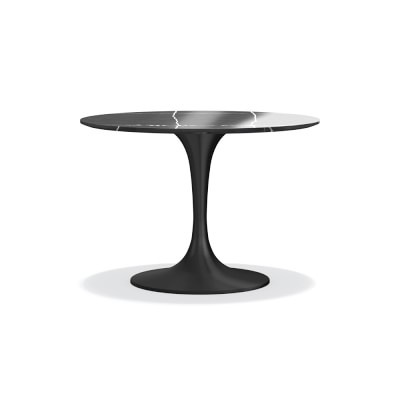 Tulip Pedestal Dining Table, 42" Round, Black Marble - Image 0