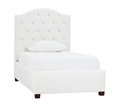 Eliza Tufted Bed, Twin, White (Linen Blend) - Image 1