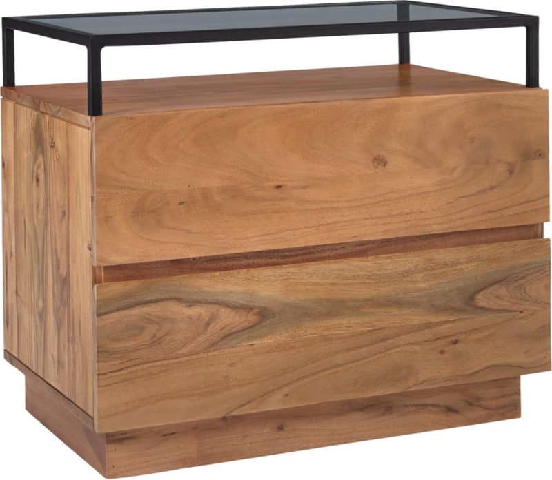 Lawson 2-Drawer Wood Nightstand with Glass Top - Image 4