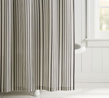 Antique Stripe Shower Curtain, 72x72, Gray - Image 1