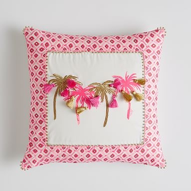 Lilly Pulitzer Palm Pillow Cover, 18" x18", Hotty Pink - Image 0