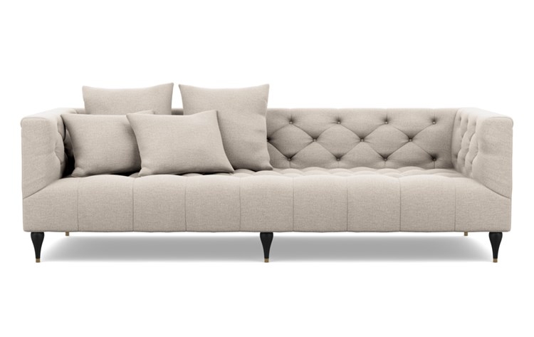 Ms. Chesterfield Sofa with Linen Fabric and Matte Black with Brass Cap legs - Image 0