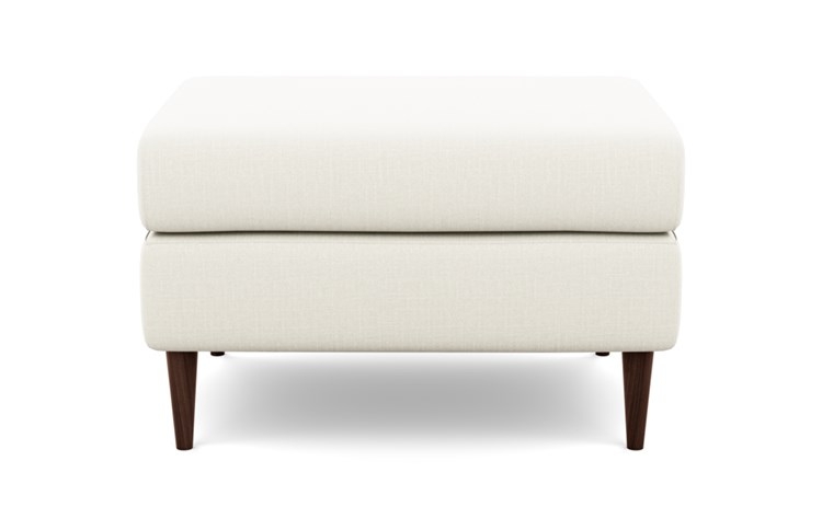 Asher Ottoman with Ivory Fabric and Oiled Walnut legs - Image 0