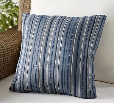 Outdoor Sunbrella Neuberry Stripe Pillow, 18", Blue Multi - Image 0