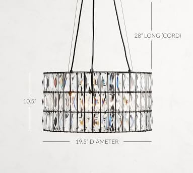 Adeline Faceted Crystal Round Chandelier, Bronze, Small - Image 2