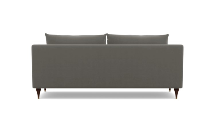 Sloan Sofa with Greige Fabric, Oiled Walnut with Brass Cap legs, and Bench Cushion - Image 3
