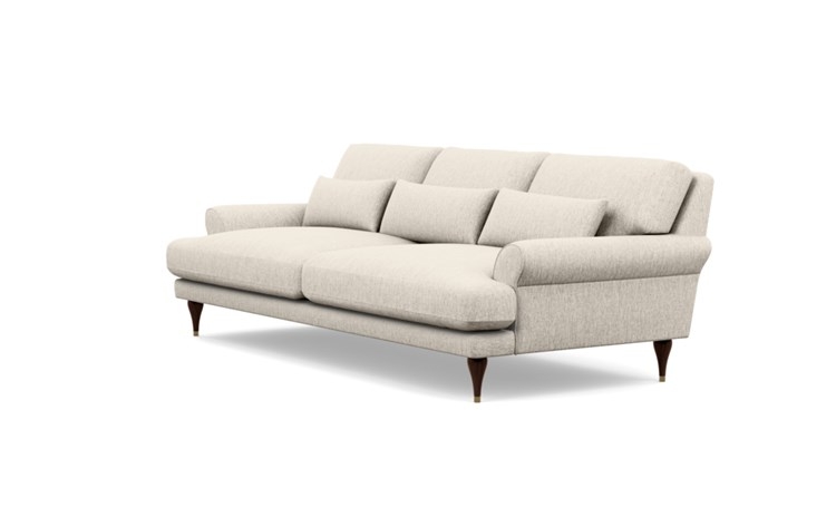 Maxwell Sofa with Beige Wheat Fabric and Oiled Walnut with Brass Cap legs - Image 4