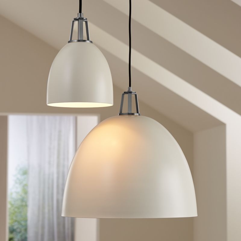 Maddox White Dome Pendant Large with Nickel Socket - Image 3