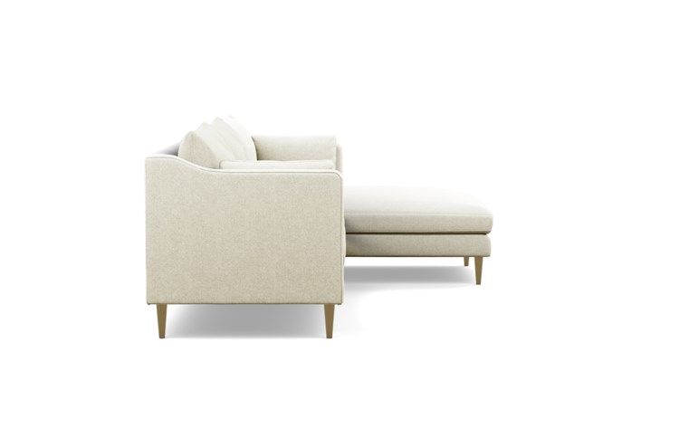 Caitlin by The Everygirl Right Sectional with White Vanilla Fabric and Brass Plated legs - Image 1