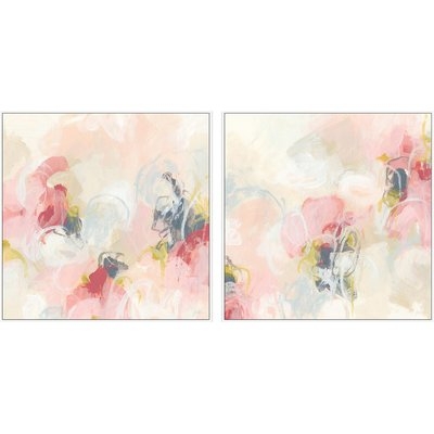 'Cherry Blossom' 2 Piece Framed Watercolor Painting Print Set on Canvas - Image 0