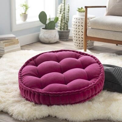 Lindley Solid Border Cotton Floor Pillow Cover - Image 0