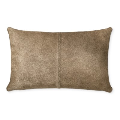 Solid Hide Lumbar Pillow Cover, 14" X 22", Brown - Image 0