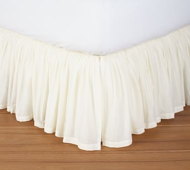 Voile Bed Skirt, Full, White - Image 3