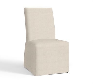 PB Comfort Square Long Slipcovered Dining Side Chair, Performance Everydaylinen(TM) Oatmeal - Image 0