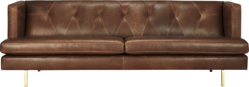 Avec Leather Sofa with Brass Legs - Image 1