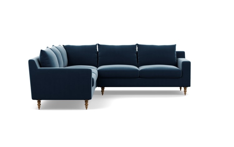 Sloan Corner Sectional with Sapphire Fabric and Natural Oak legs - Image 2