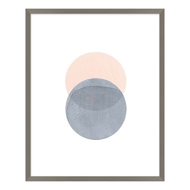 Blush and Gray Round Abstract Stones Framed Art, Gray Frame, 20"x25" - Image 0