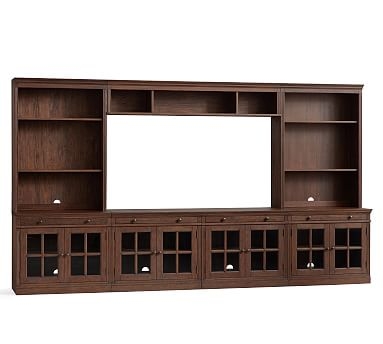 Livingston Large Media Suite with Glass Doors, Brown Wash - Image 0