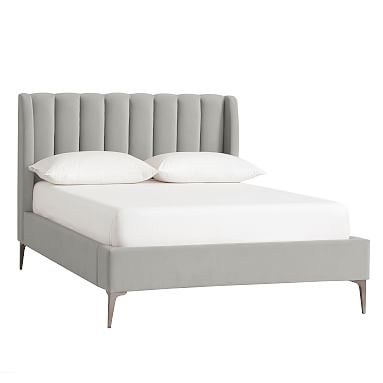 Avalon Channel Stitch Bed, Queen, Gray Everyday Velvet, QS EXEL - Image 0