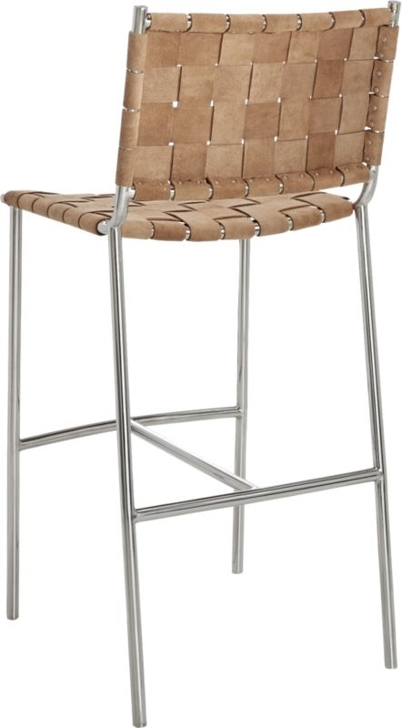 Woven Brown Suede Bar Stool 30" - Image 10