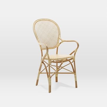 Rattan Cafe Arm Chair, Taupe Gray - Image 1