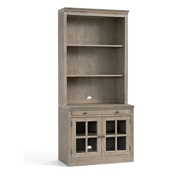 Livingston Bookcase with Glass Cabinets, Gray Wash, 35"L x 81"H - Image 1