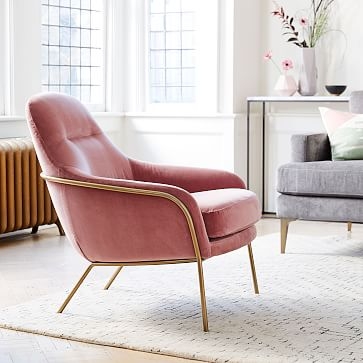 Valentina Chair, Astor Velvet, Pink Grapefruit, Light Bronze - Image 1