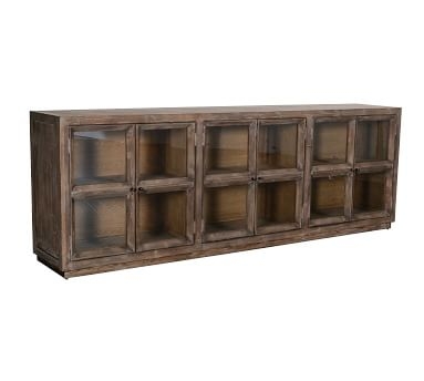 Webb Glass Media Console, Light Washed Reclaimed Pine - Image 2