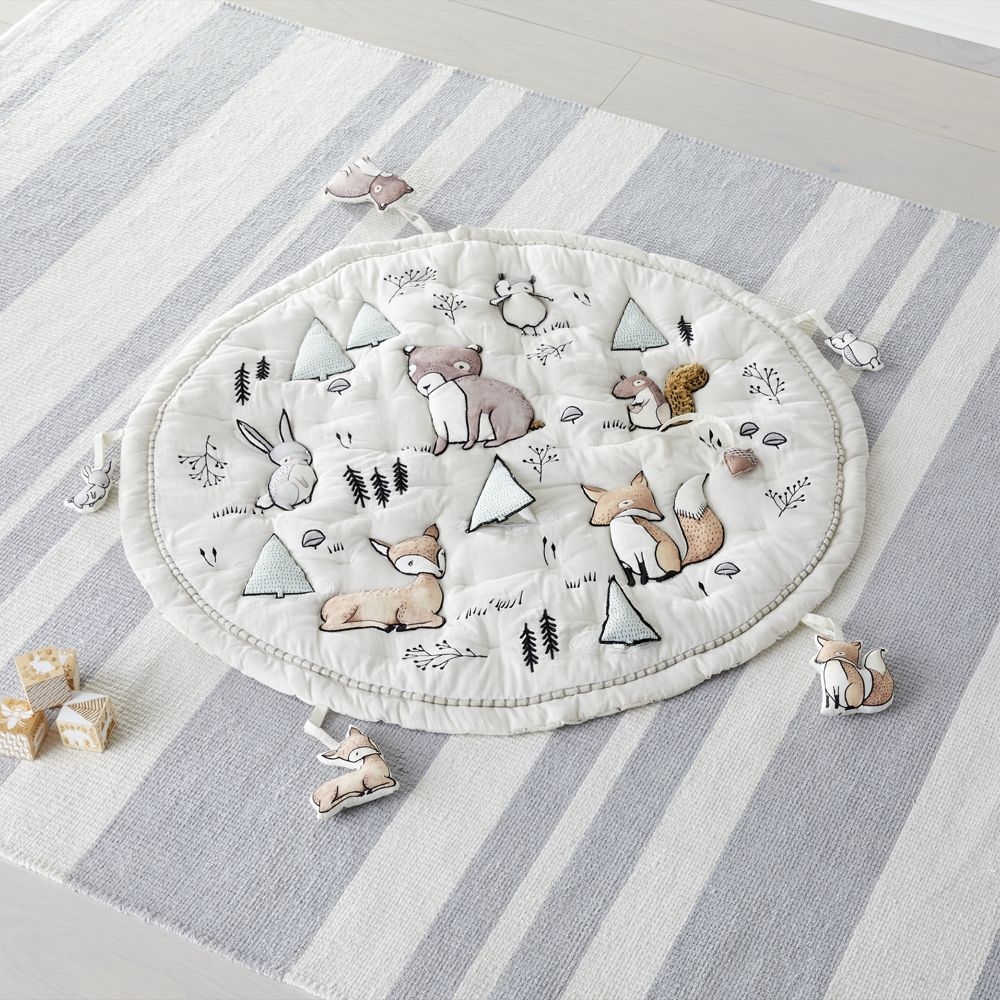 Woodland Animals Baby Activity Mat with Animal Rattles, Set of 5 - Image 0
