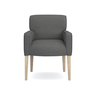 Fitzgerald Dining Armchair, Perennials Performance Basketweave, Charcoal, Heritage Grey Leg - Image 0