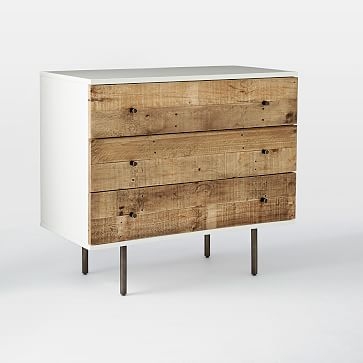 Reclaimed Wood + Lacquer Storage 3-Drawer Dresser, Reclaimed Pine, Gray Wash - Image 0