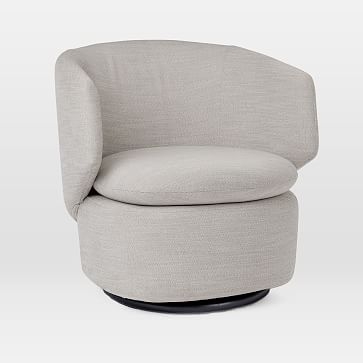 Crescent Swivel Chair, Basket Slub, Feather Gray - Image 1