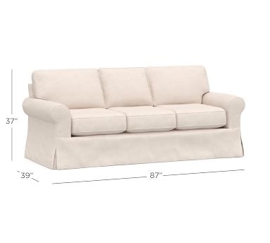 Buchanan Roll Arm Slipcovered Sofa 87", Polyester Wrapped Cushions, Brushed Crossweave Charcoal - Image 3