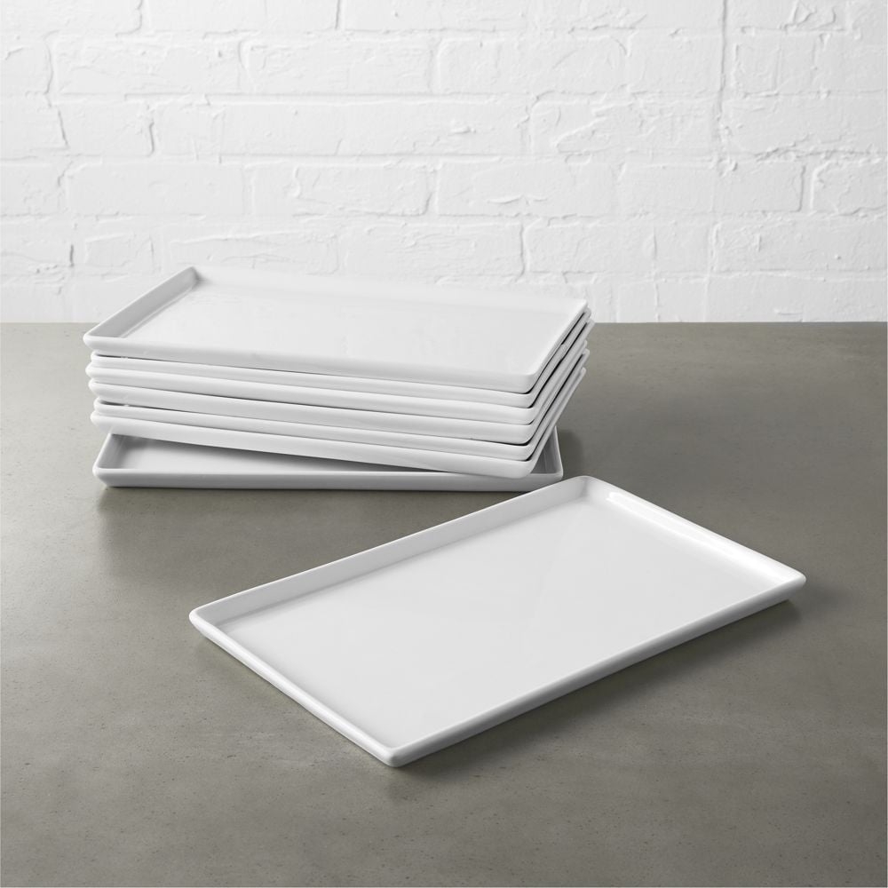 Cuatro Rectangular White Serving Platter Medium Set of 8 - Image 0