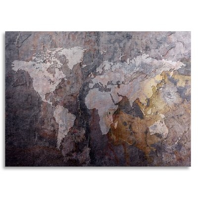 'World Map - Rock' Graphic Art on Metal - Image 0