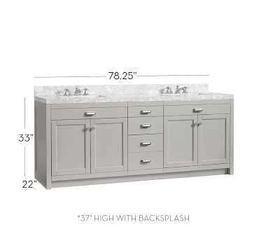 Davis Double Sink Vanity with Drawers, Almond White with Carrara Marble - Image 3